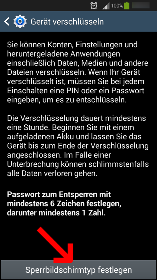 Sperrbildschirm festlegen: Android verschlüsseln