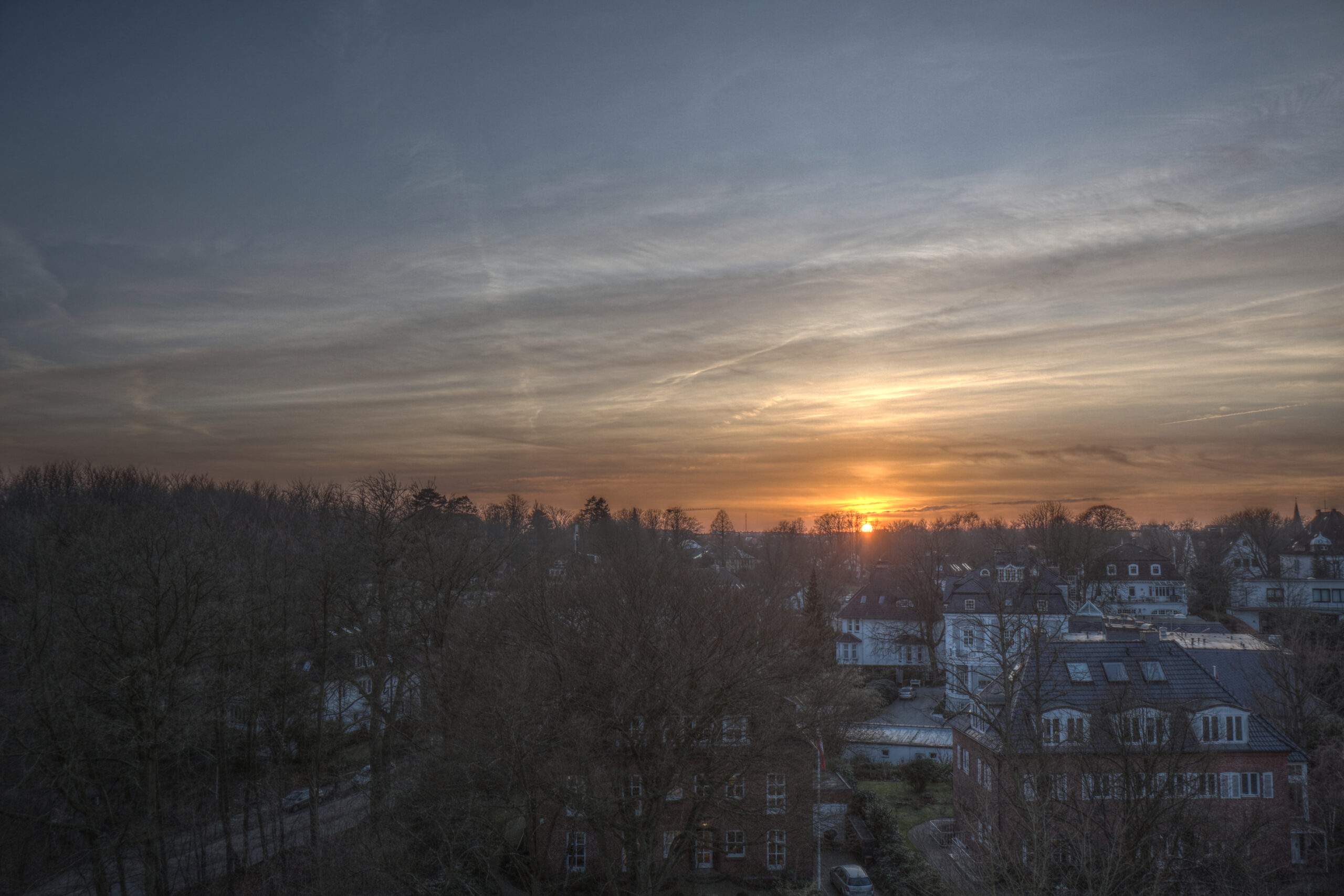 Sonnentuntergang über Kiel vom Maritim