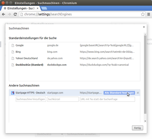 Chromium-Startingpage