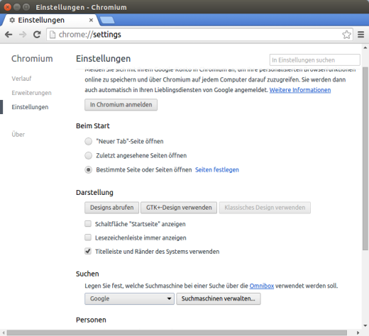 Chromium-Suchmaschinen