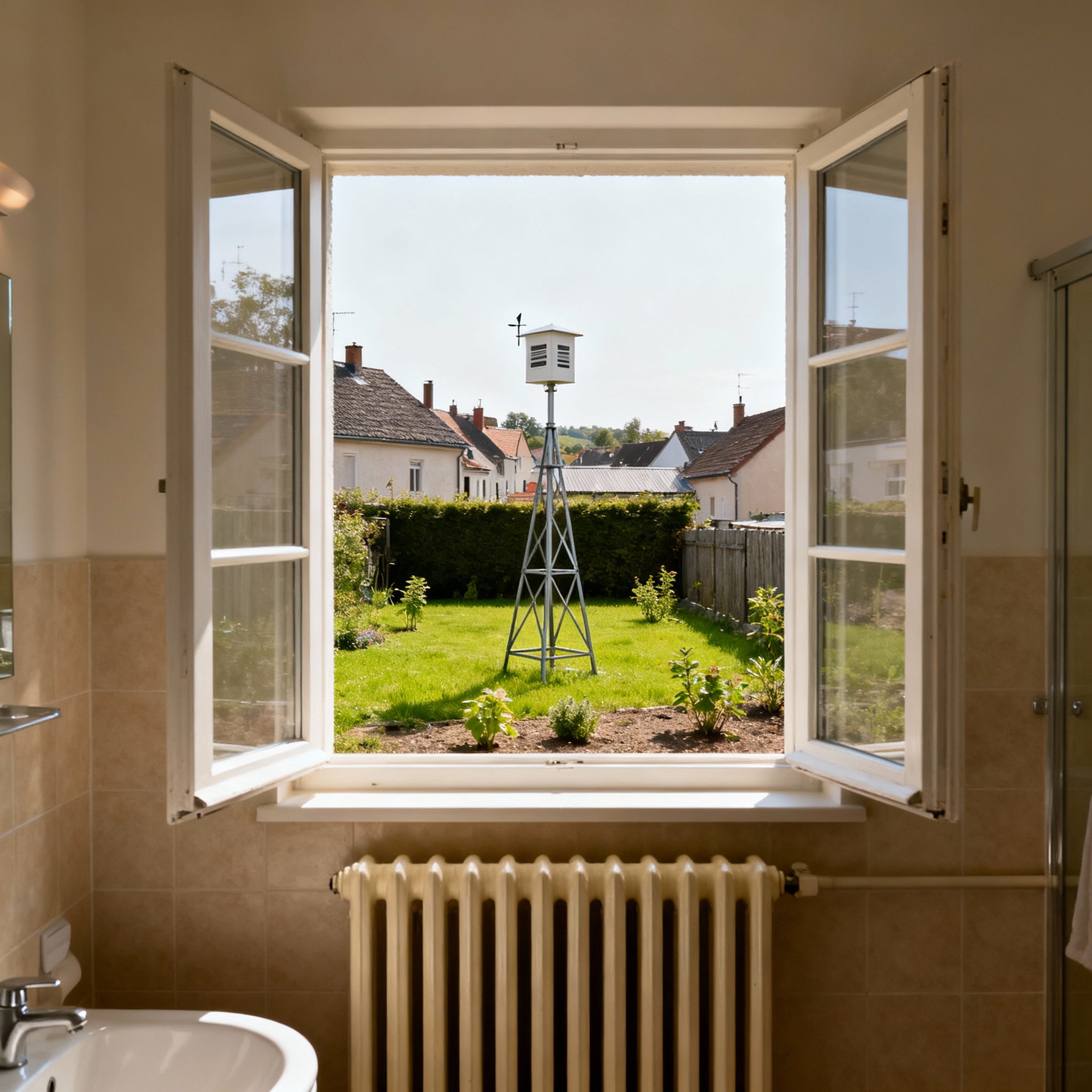 Geöffnetes Badezimmerfenster